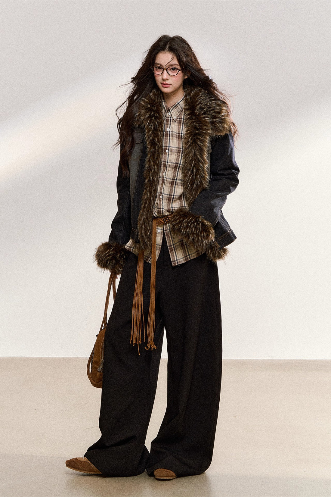 Faux Fur Trim Denim Jacket