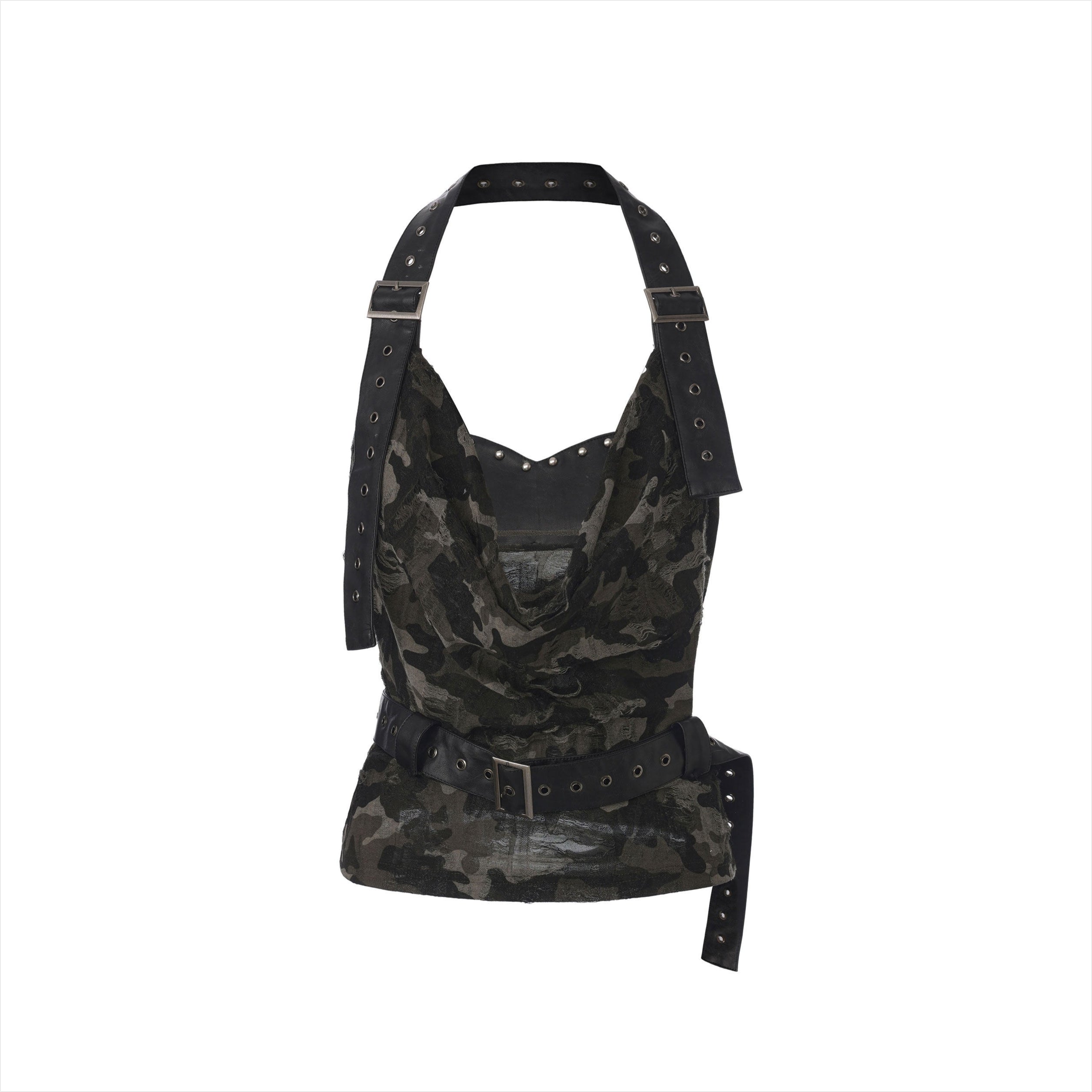 Punk Grunge Studded Belt-Detail Camisole