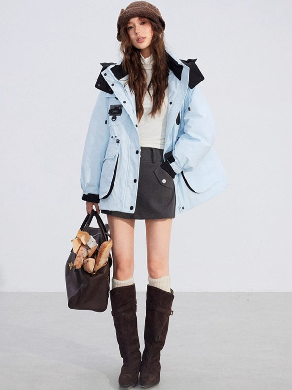 Colorblock Down Parka Jacket