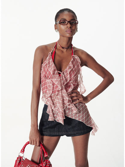 V-Neck Irregular Ruffled Cami