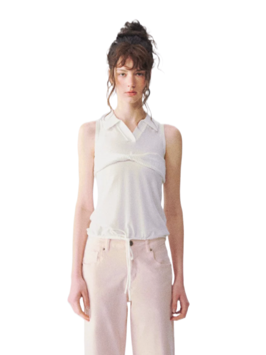 Twist-Knot Polo Neck Sleeveless Top