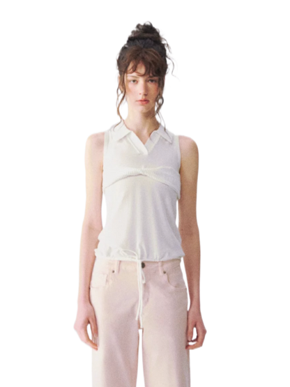 Twist-Knot Polo Neck Sleeveless Top