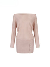 Thin One-shoulder Oblique-shoulder Button Dress - CHINASQUAD