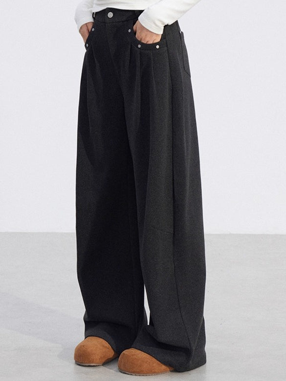 Wool-Blend Wide-Leg Trousers