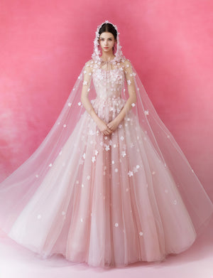 Blossom Veil Embellished Tulle Ball Gown