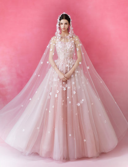 Blossom Veil Embellished Tulle Ball Gown
