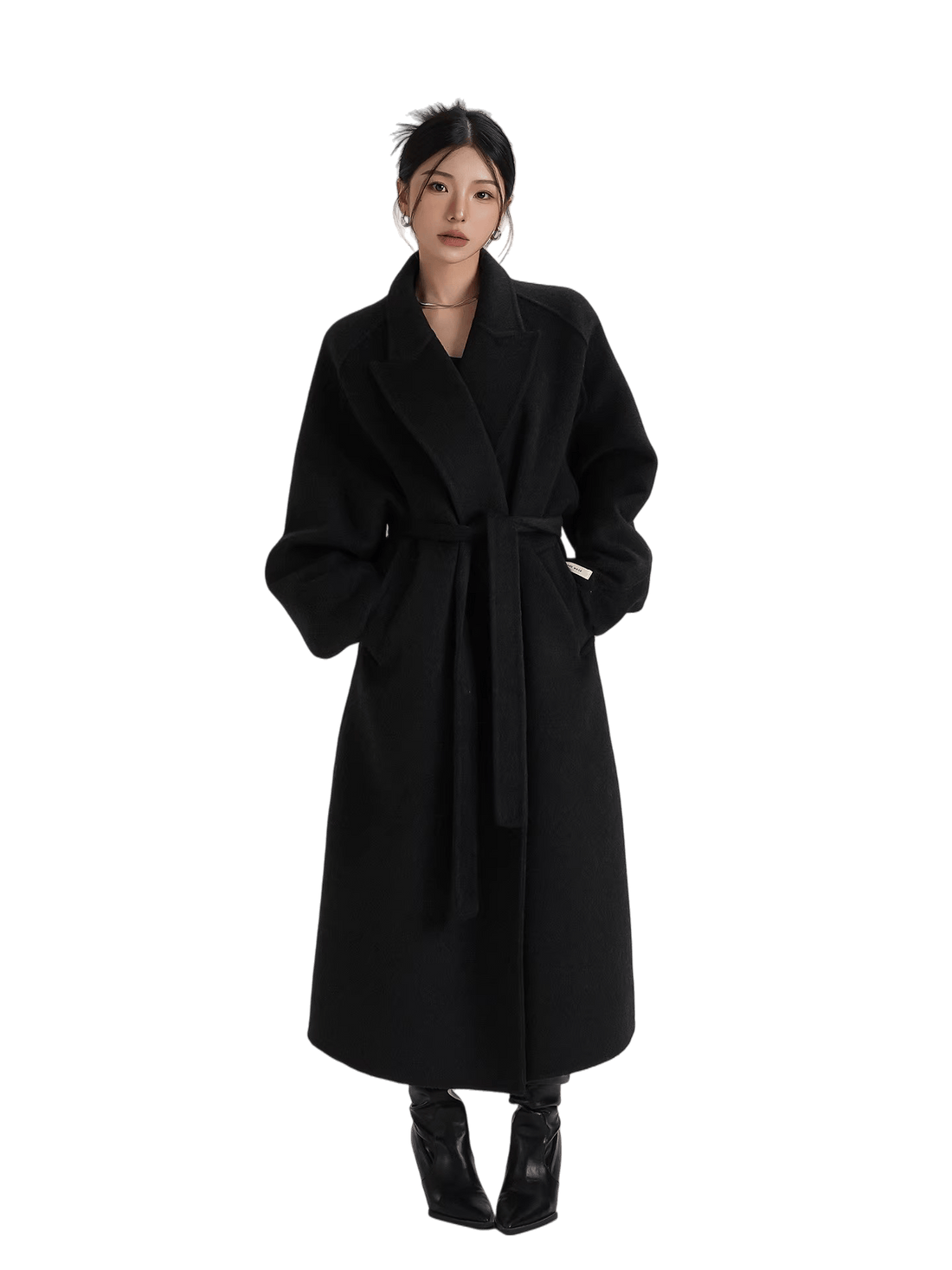 Tie-Belt Long Wool Coat