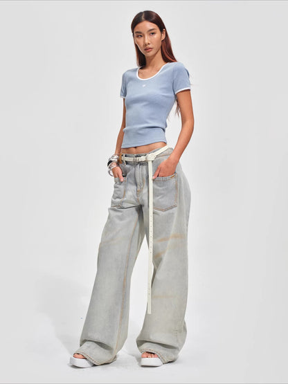 Colorblock Crewneck Fitted T-Shirt