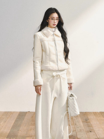 Two-Tone Shearling Cropped Jacket