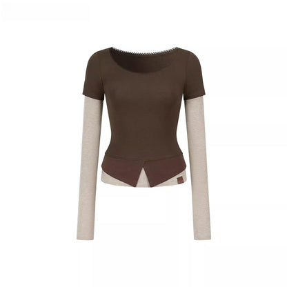 Faux Layered Long-Sleeve T-Shirt