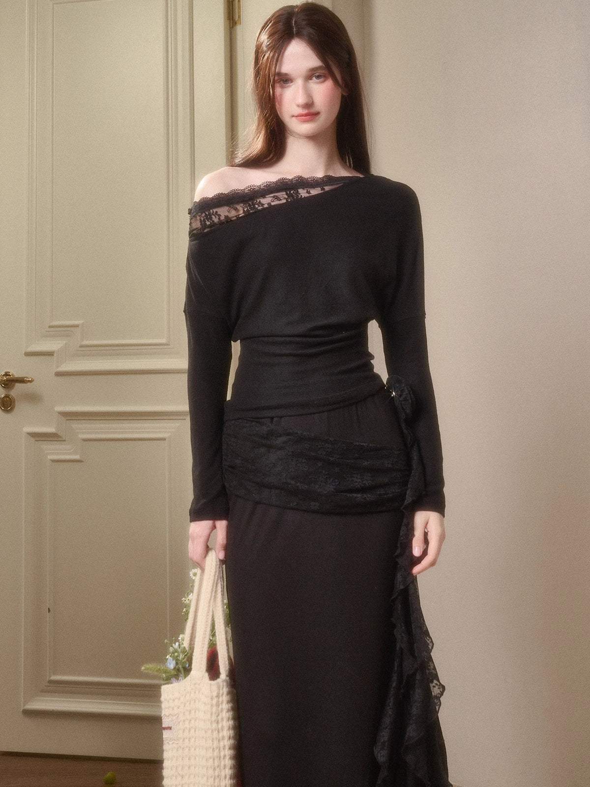 Breathe Lace Off-Shoulder Blouse &amp; Skirt Set
