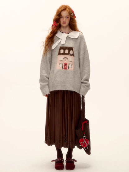 Suede Pleated Midi Skirt