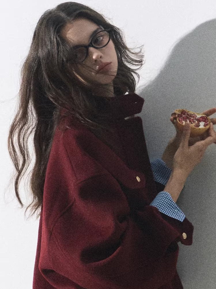 Wool-Blend Oversized Short Jacket