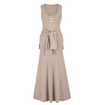Waist-Tie Cardigan Two-Piece Long Dress Set
