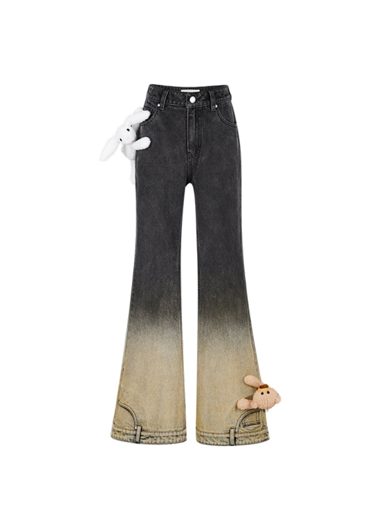 Blue &amp; Black Gradient Flared Jeans