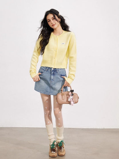 Rolled-Edge Knit Cardigan