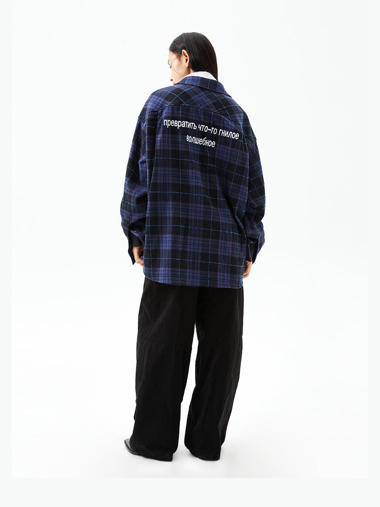 Purple Plaid French Flannel Long-Sleeve Shirt