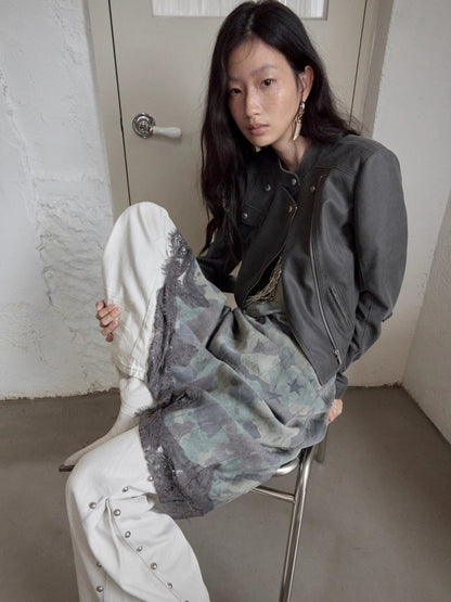 Vintage Cracked Leather Moto Jacket