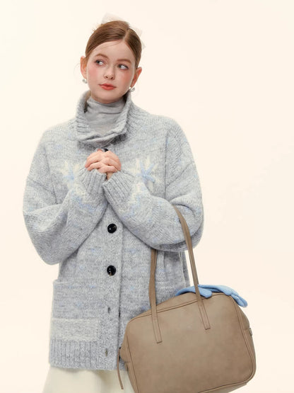 Snowflake Fair Isle Wool-Blend Knit Cardigan