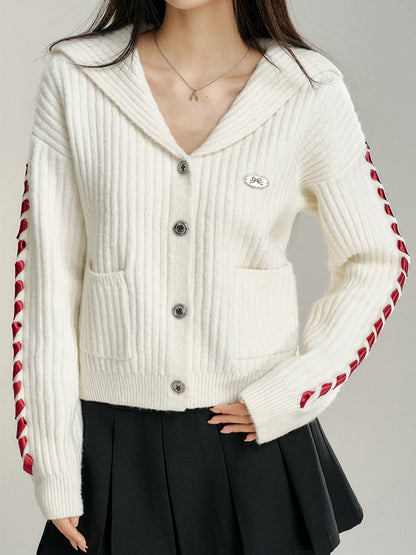 Oversized Collar Ribbon Sweater