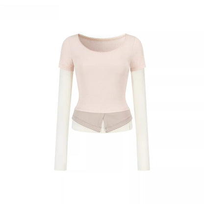 Faux Layered Long-Sleeve T-Shirt
