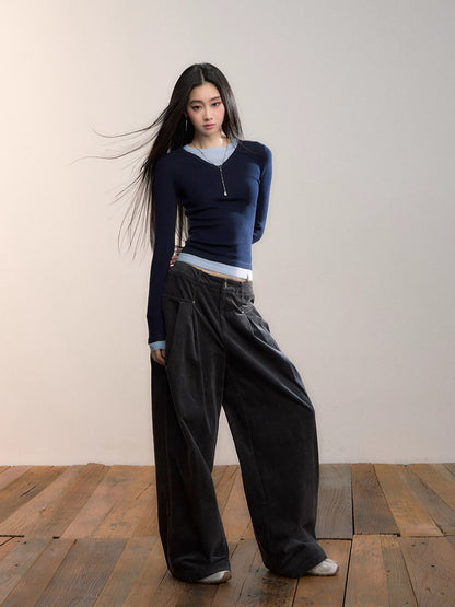 Corduroy Pleated Relaxed Trousers