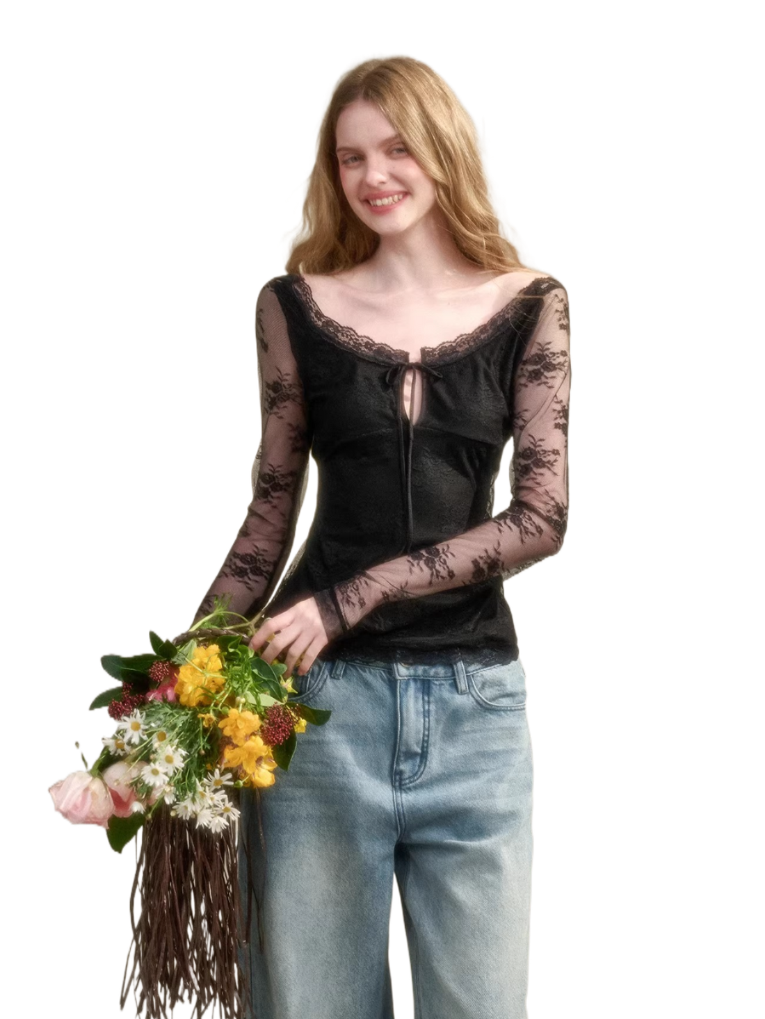 Toscana Soft Glow Lace Long Sleeve Top