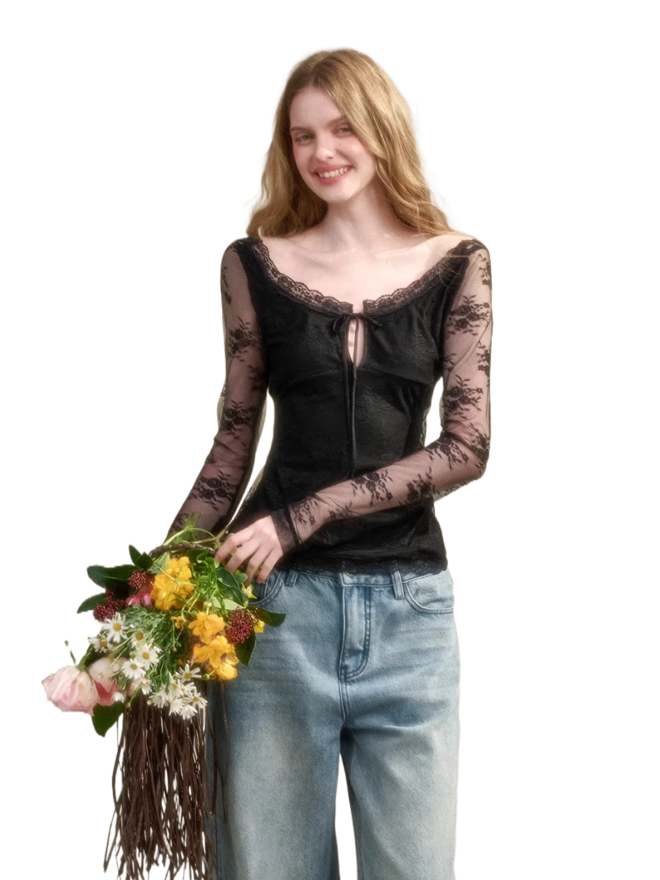 Toscana Soft Glow Lace Long Sleeve Top