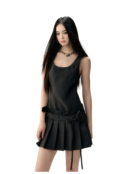 Rose Flower Waist Belt Suit Dress