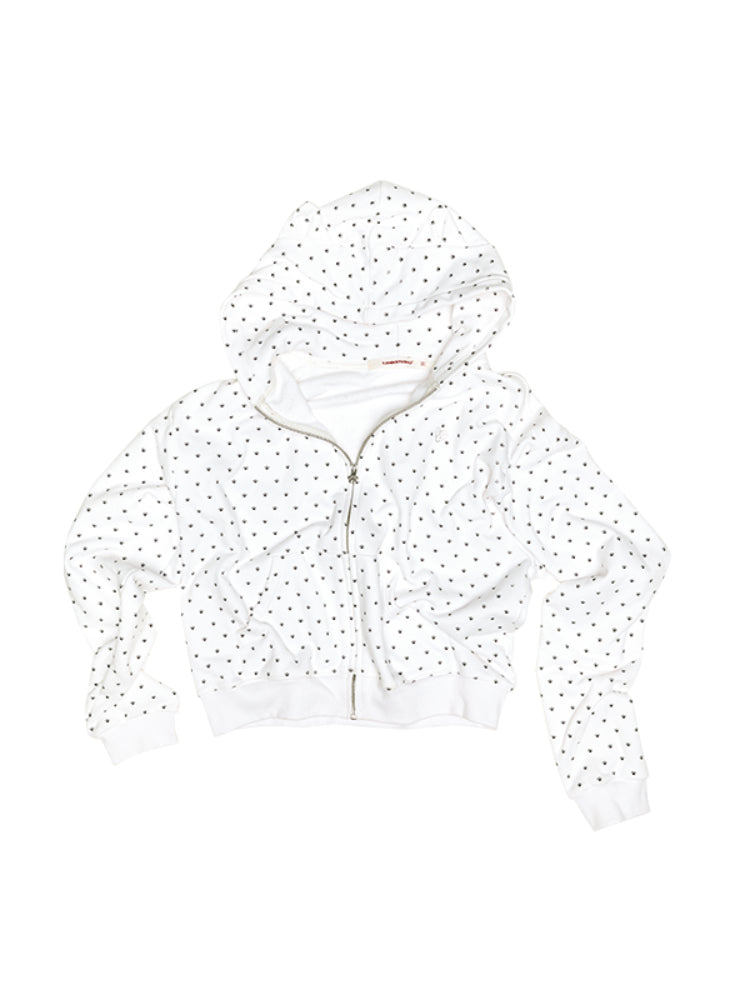 Cat Paw Polka Dot Hooded Cardigan Set