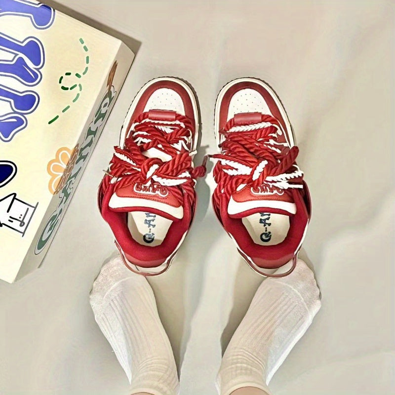 Burgundy Low-Top Casual Sneakers