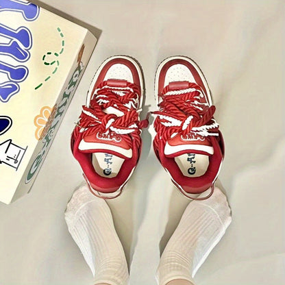 Burgundy Low-Top Casual Sneakers