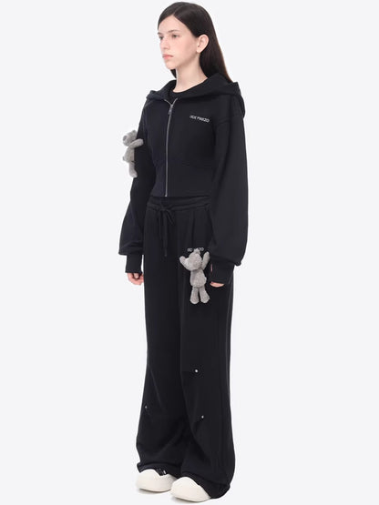 Panel-Structured Wide-Leg Lounge Pants