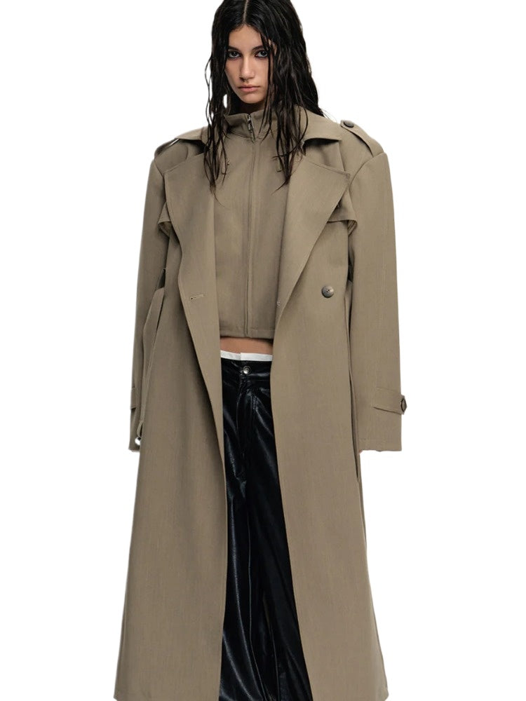 Padded Shoulder Trench Coat