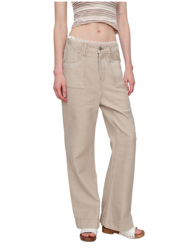 Flared Pants with Back Pocket Logo Embroidery
