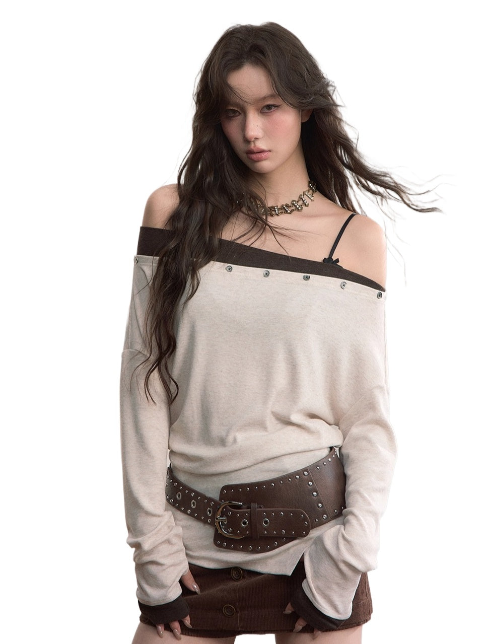 Asymmetric Off-Shoulder Knitwear