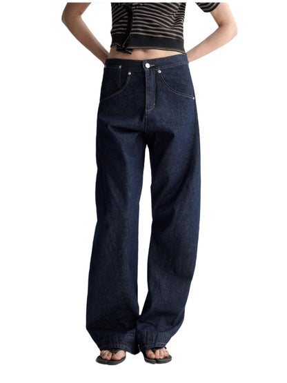 3D Wide-Leg Denim Pants