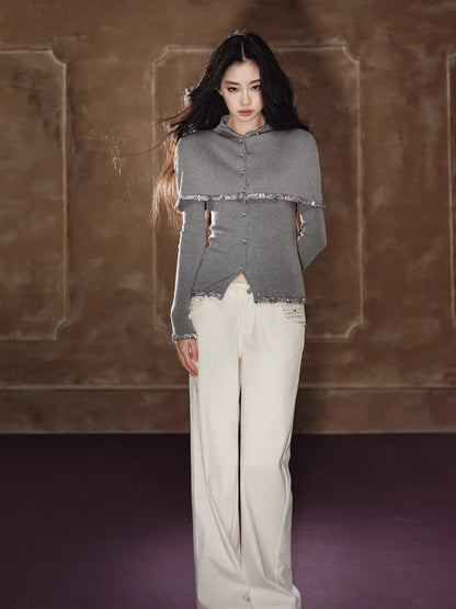 Detachable Cape Wool Knit Sweater