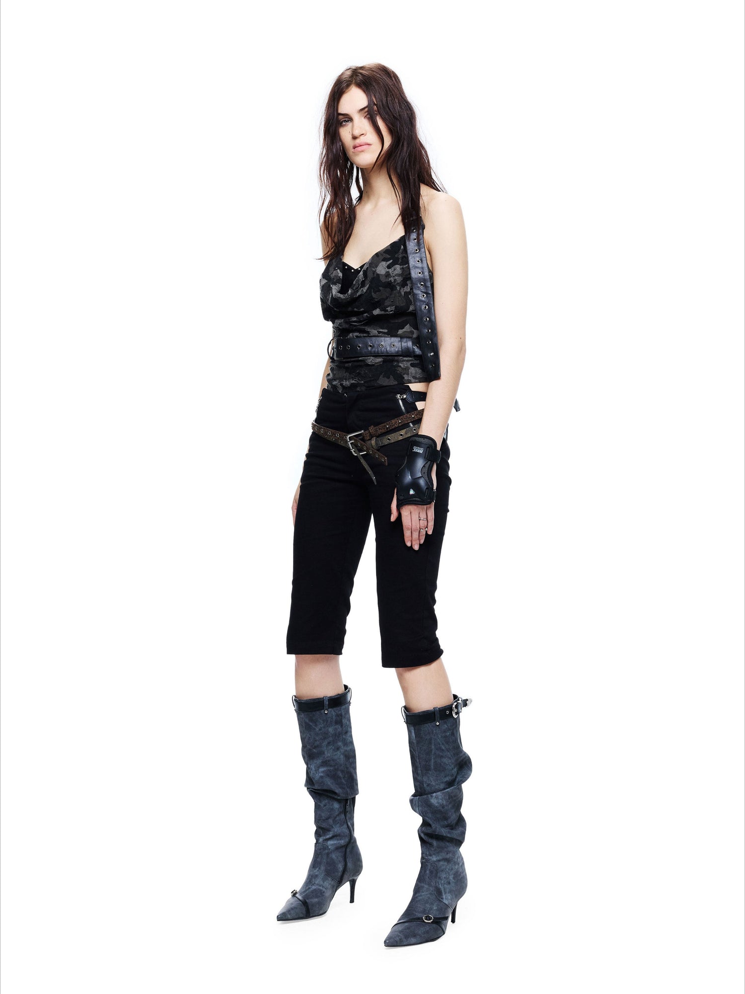 Punk Grunge Studded Belt-Detail Camisole