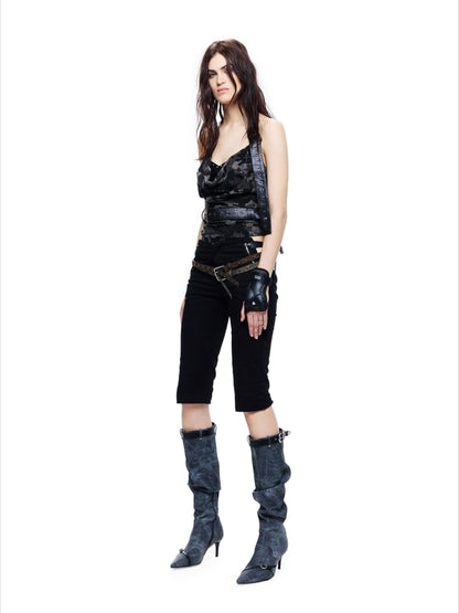 Punk Grunge Studded Belt-Detail Camisole