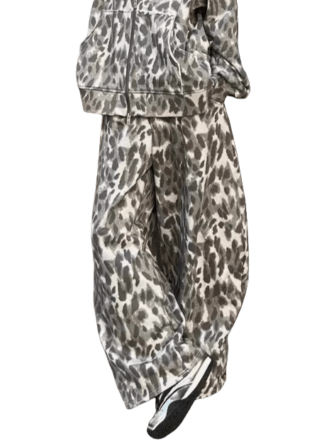 Vintage Leopard Crescent Wide-Leg Sweatpants