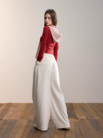 Contrast Hooded Layered Knit Turtleneck