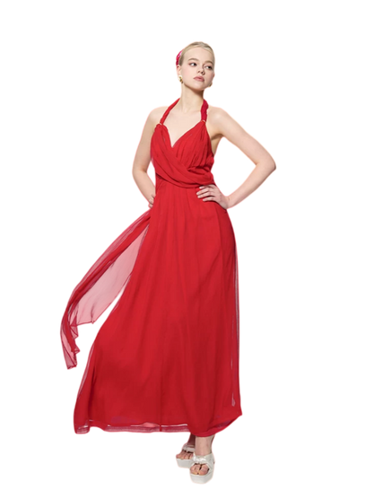 Halter Scarf-Tie Maxi Dress