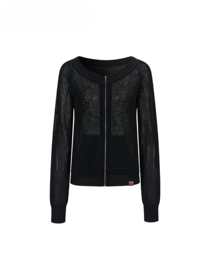 Knitted Floral Convertible Hollow-out Coat - CHINASQUAD