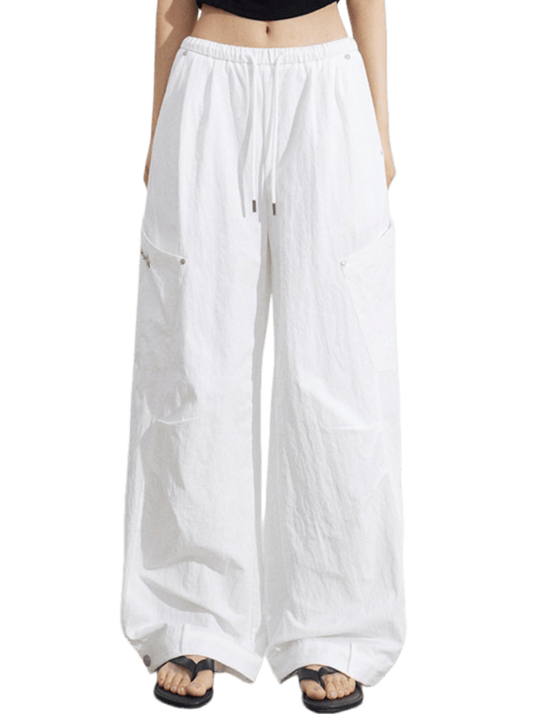 Ruched Utility Wide-Leg Cargo Pants