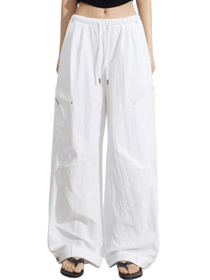 Ruched Utility Wide-Leg Cargo Pants