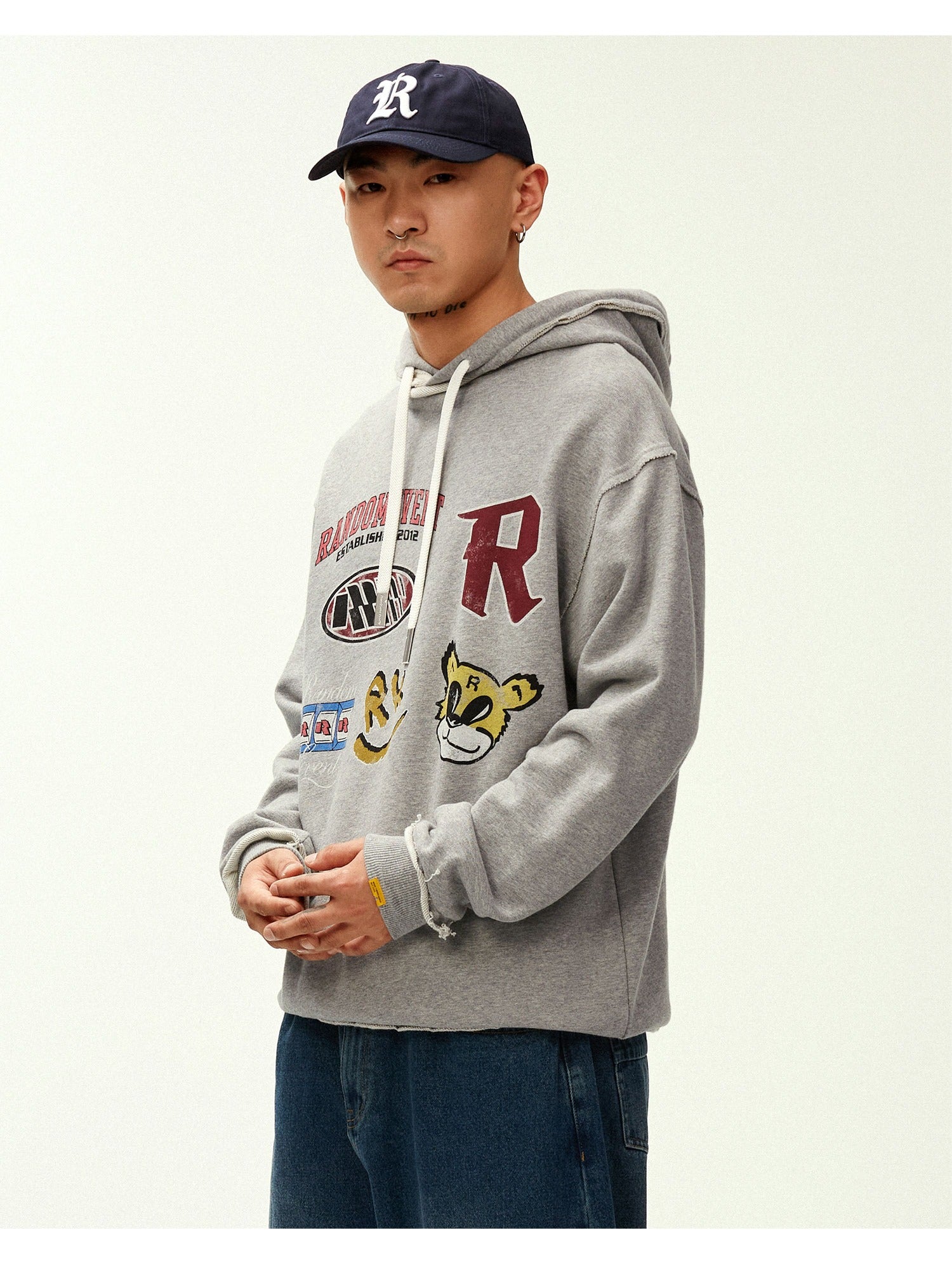 Vintage Graphic Frayed Edge Hoodie