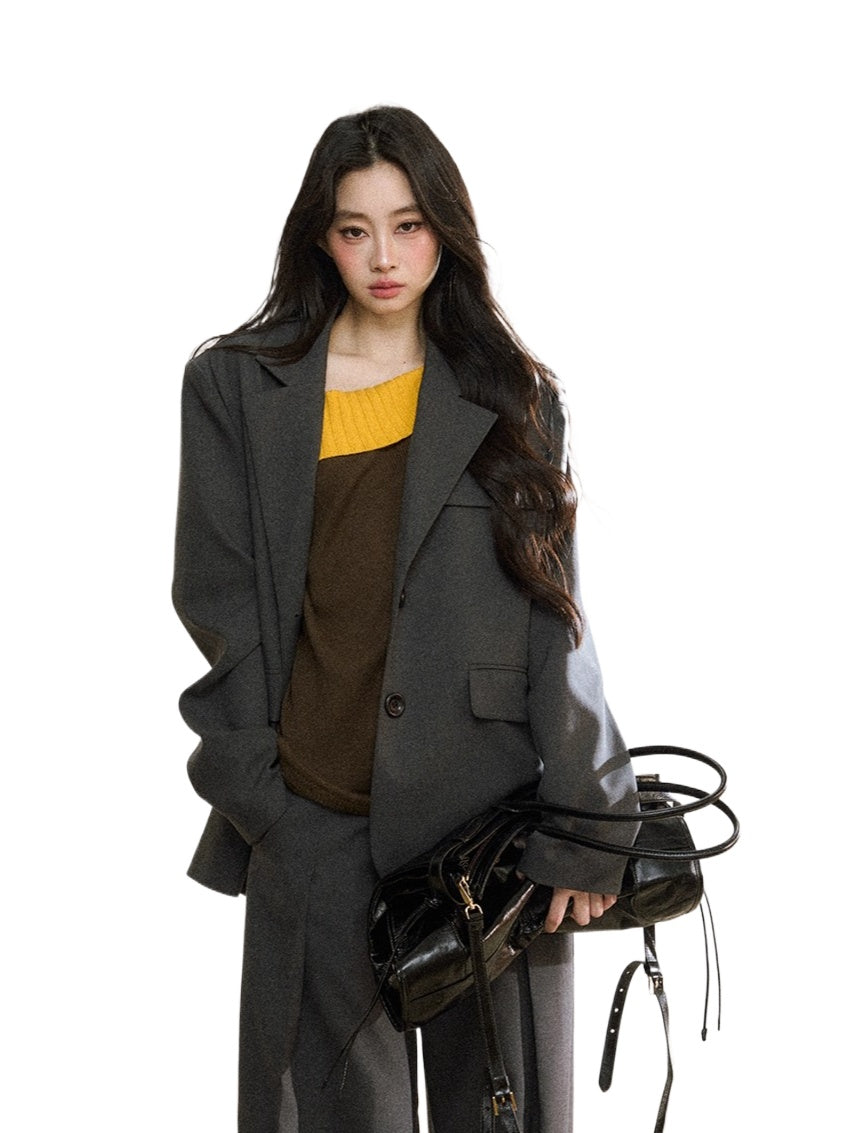 Charcoal Tailored Oversized Blazer