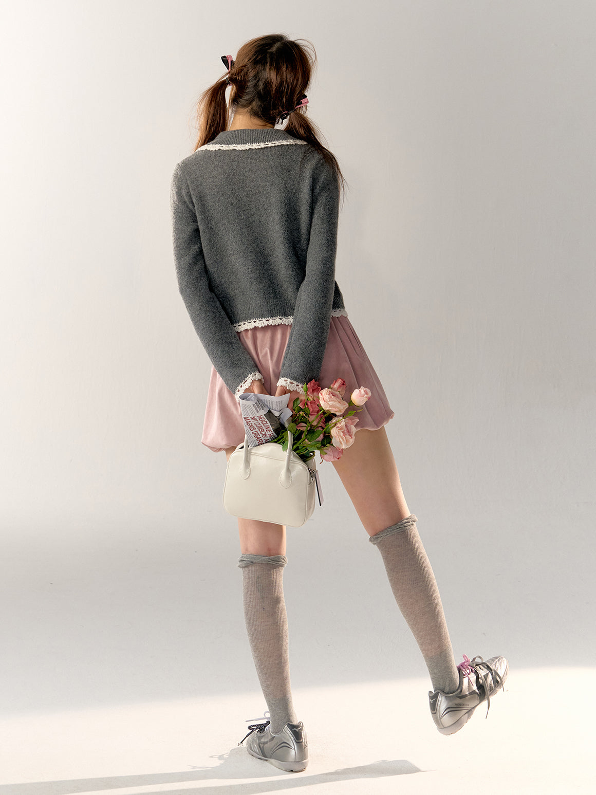 Lace Doll Collar Knit Cardigan