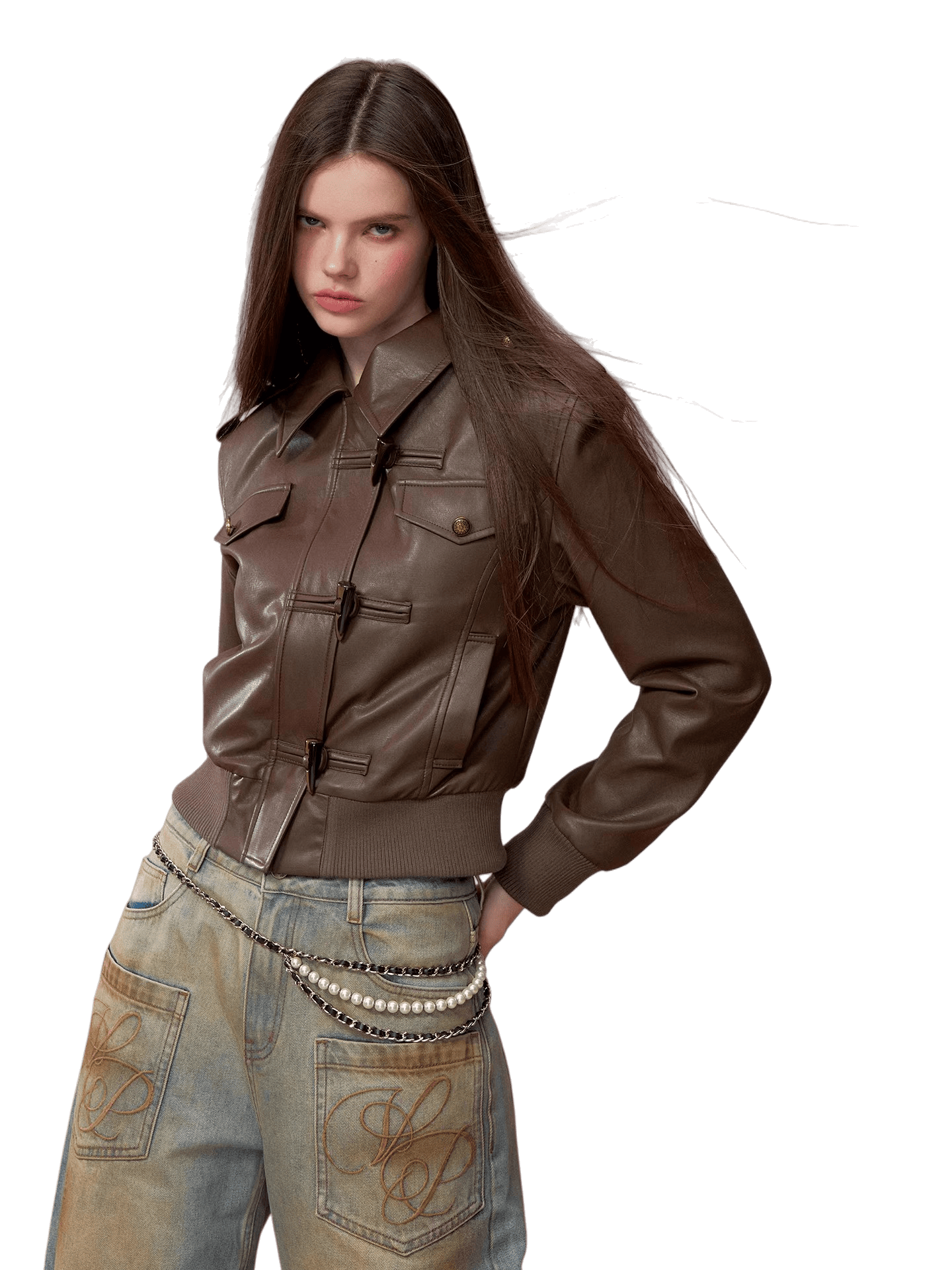 Fleece-Lined Cropped Moto Jacket